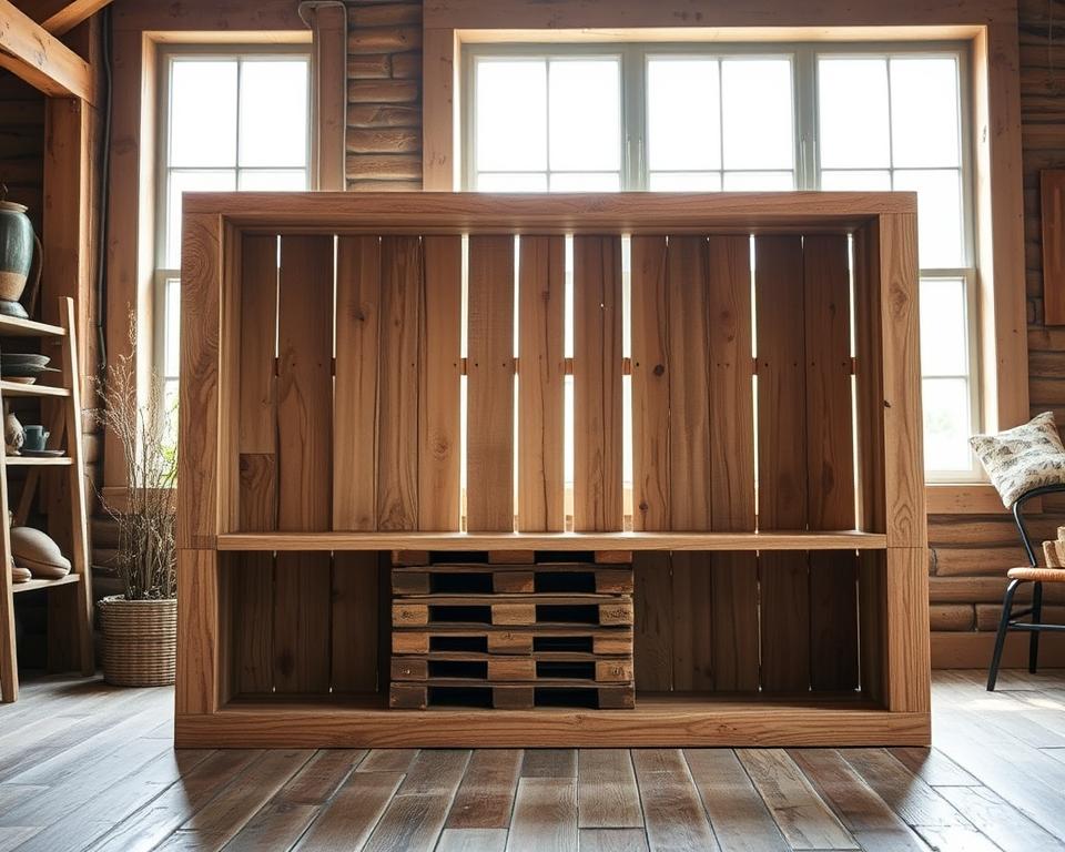 building with wood pallets